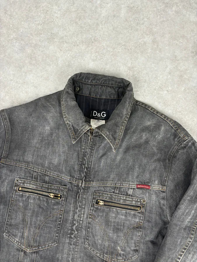 AW2003 Dolce & Gabbana Grey Eroded Denim Jacket yBZRloq 3