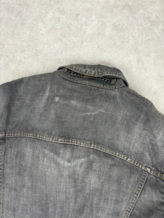 AW2003 Dolce & Gabbana Grey Eroded Denim Jacket yBZRloq 5