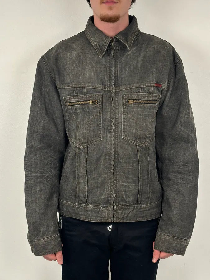 AW2003 Dolce & Gabbana Grey Eroded Denim Jacket yBZRloq 1