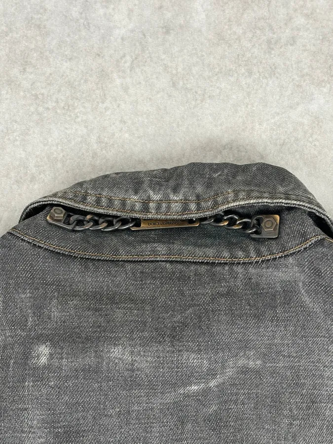 AW2003 Dolce & Gabbana Grey Eroded Denim Jacket yBZRloq 9