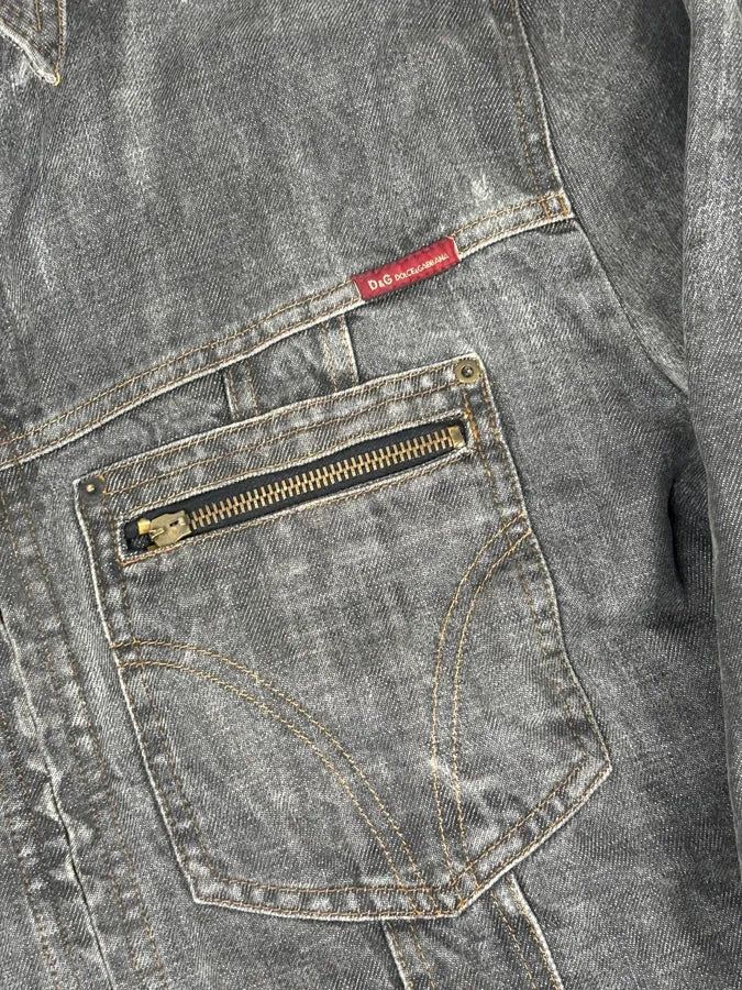 AW2003 Dolce & Gabbana Grey Eroded Denim Jacket yBZRloq 8