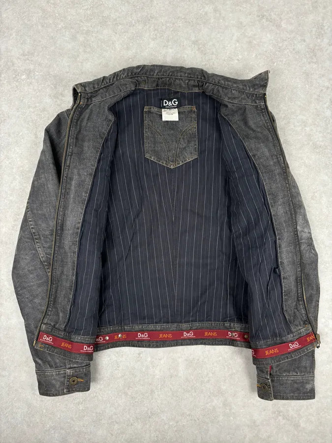 AW2003 Dolce & Gabbana Grey Eroded Denim Jacket yBZRloq 6