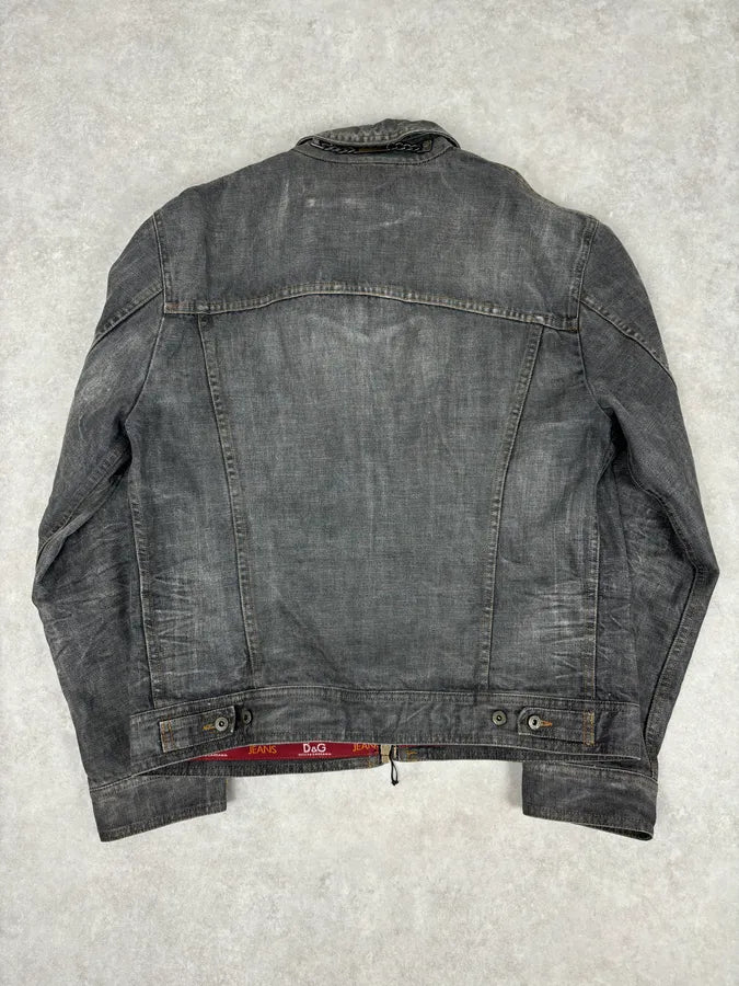 AW2003 Dolce & Gabbana Grey Eroded Denim Jacket yBZRloq 4