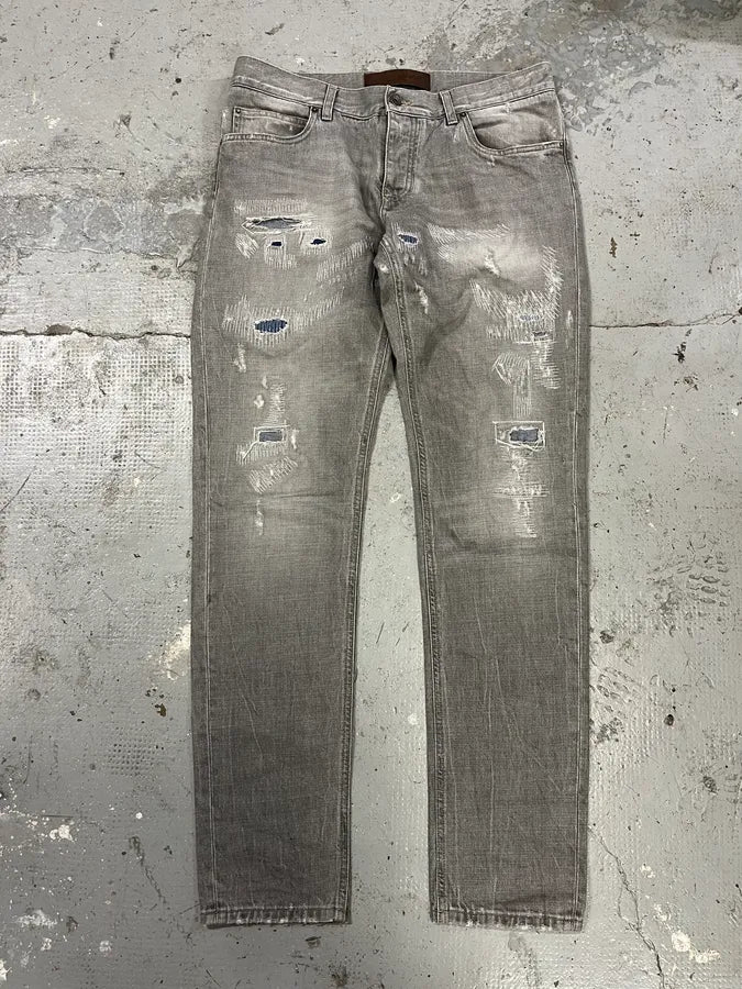 Dolce & Gabbana Grey Distressed Primea Linea Bee Jeans (S/M) HcNkSZD 0