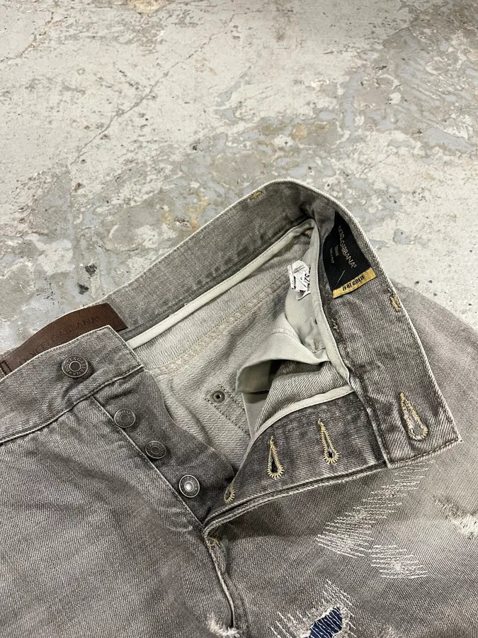 Dolce & Gabbana Grey Distressed Primea Linea Bee Jeans (S/M) HcNkSZD 10