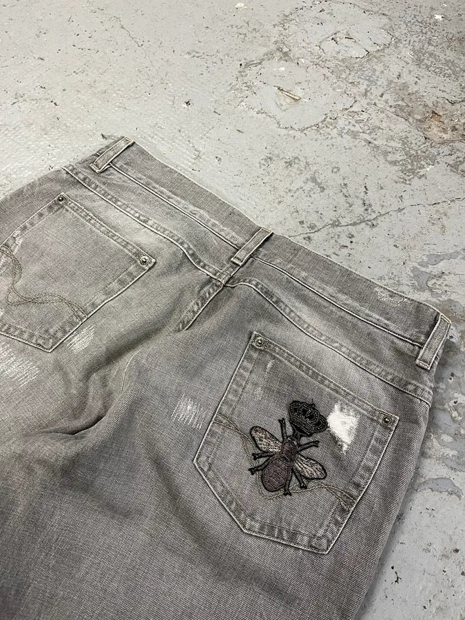 Dolce & Gabbana Grey Distressed Primea Linea Bee Jeans (S/M) HcNkSZD 8