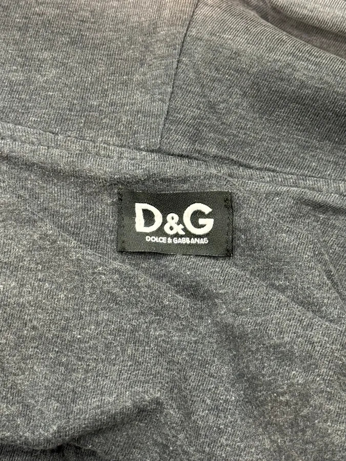 AW2007 Dolce & Gabbana Grey Embroidered DG Logo Zip-Up Hoodie mCkqAYa 9