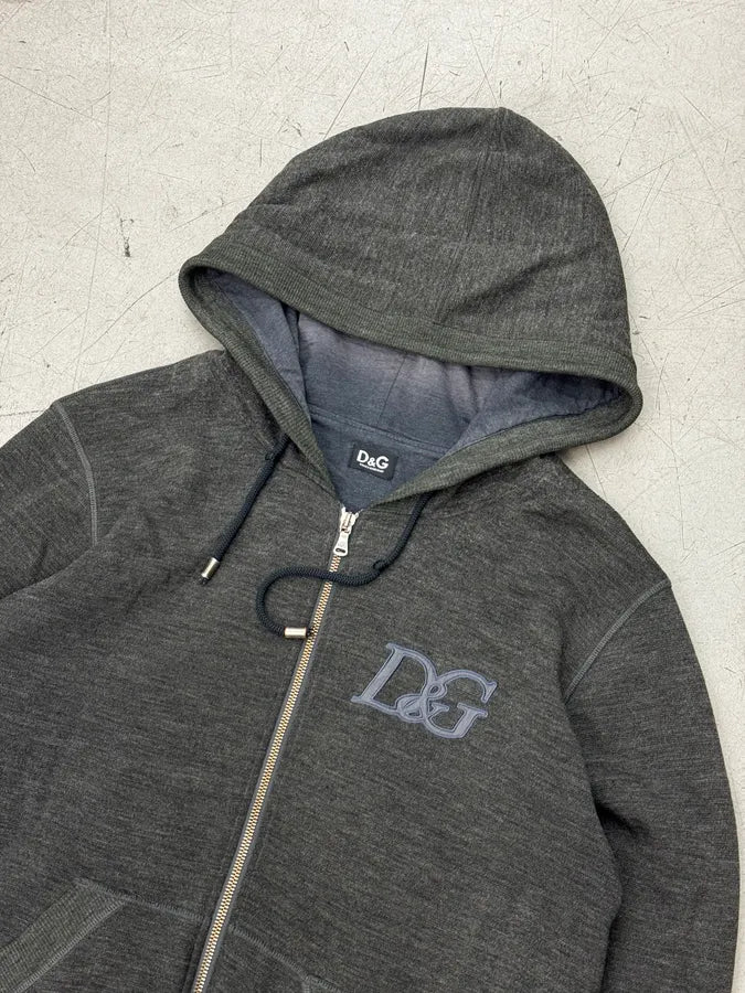 AW2007 Dolce & Gabbana Grey Embroidered DG Logo Zip-Up Hoodie mCkqAYa 4
