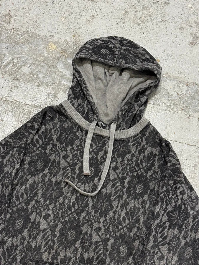 2010s Dolce & Gabbana Grey Lace Pattern Wool Hoodie pzWsCpH 4