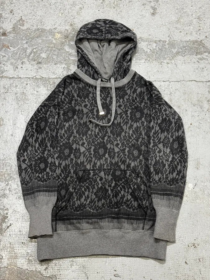 2010s Dolce & Gabbana Grey Lace Pattern Wool Hoodie pzWsCpH 2