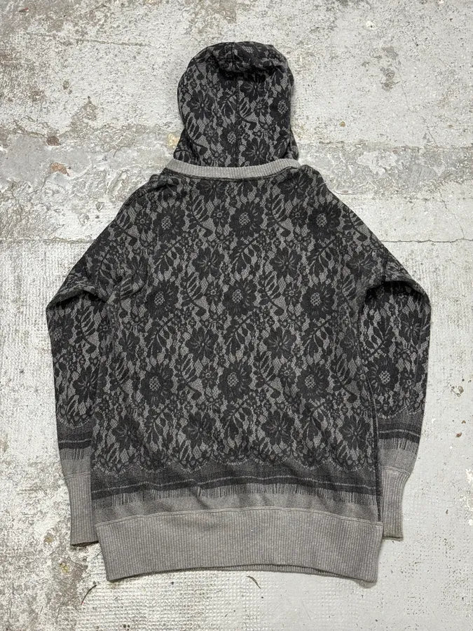 2010s Dolce & Gabbana Grey Lace Pattern Wool Hoodie pzWsCpH 3