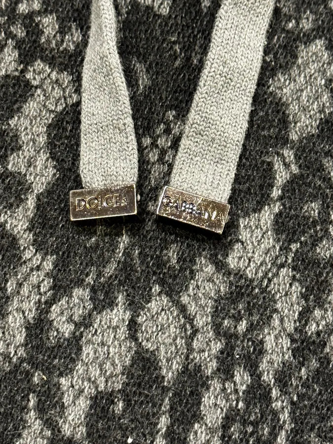 2010s Dolce & Gabbana Grey Lace Pattern Wool Hoodie pzWsCpH 9