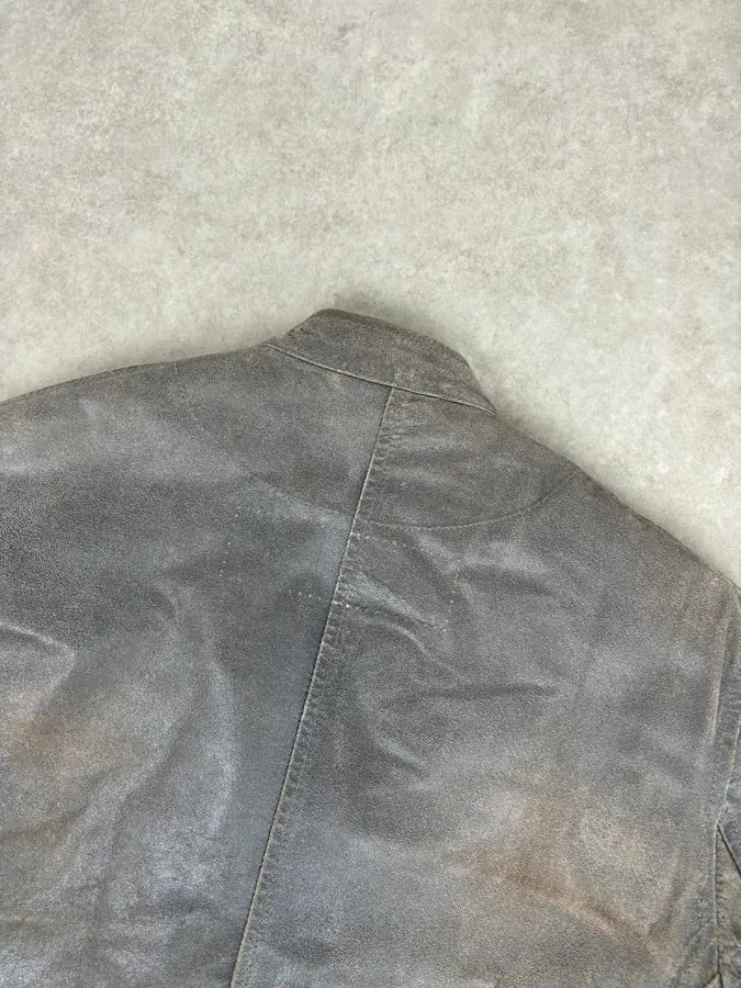 1990s Dolce & Gabbana Avant-Garde Grey Moto Leather Jacket  fsjhWEG 6