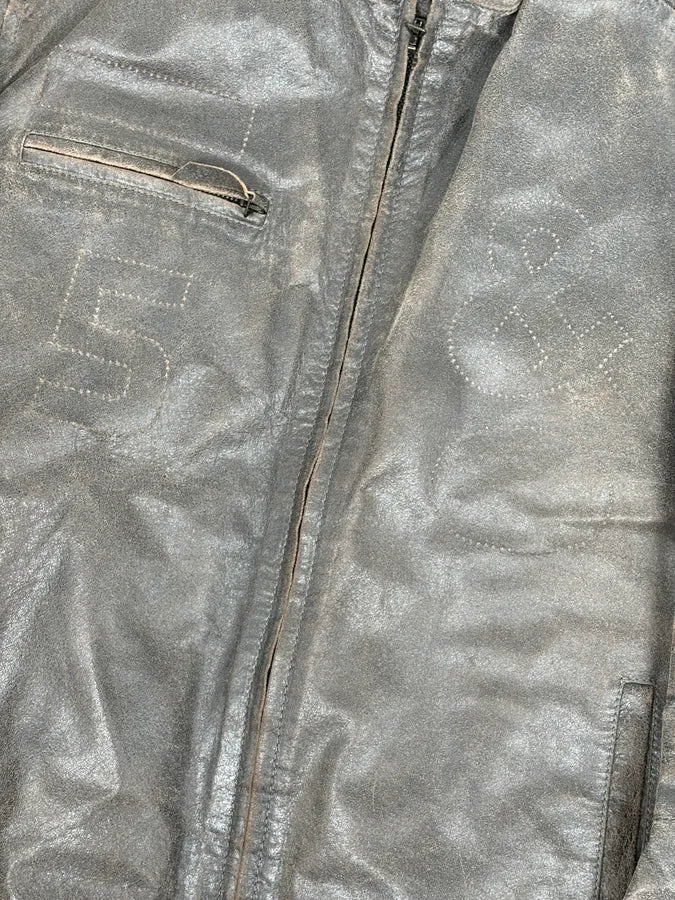 1990s Dolce & Gabbana Avant-Garde Grey Moto Leather Jacket  fsjhWEG 8