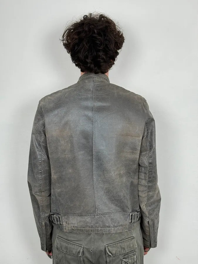 1990s Dolce & Gabbana Avant-Garde Grey Moto Leather Jacket  fsjhWEG 2