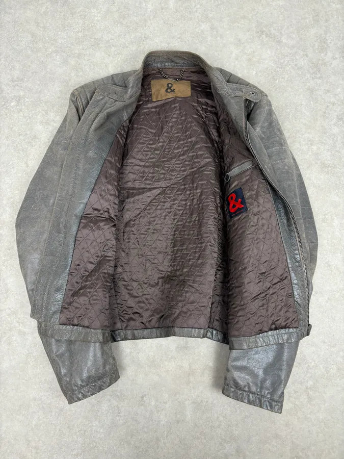 1990s Dolce & Gabbana Avant-Garde Grey Moto Leather Jacket  fsjhWEG 7