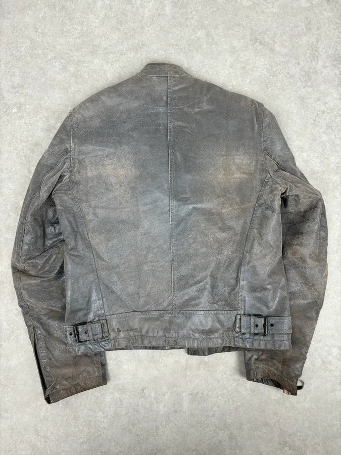 1990s Dolce & Gabbana Avant-Garde Grey Moto Leather Jacket  fsjhWEG 5
