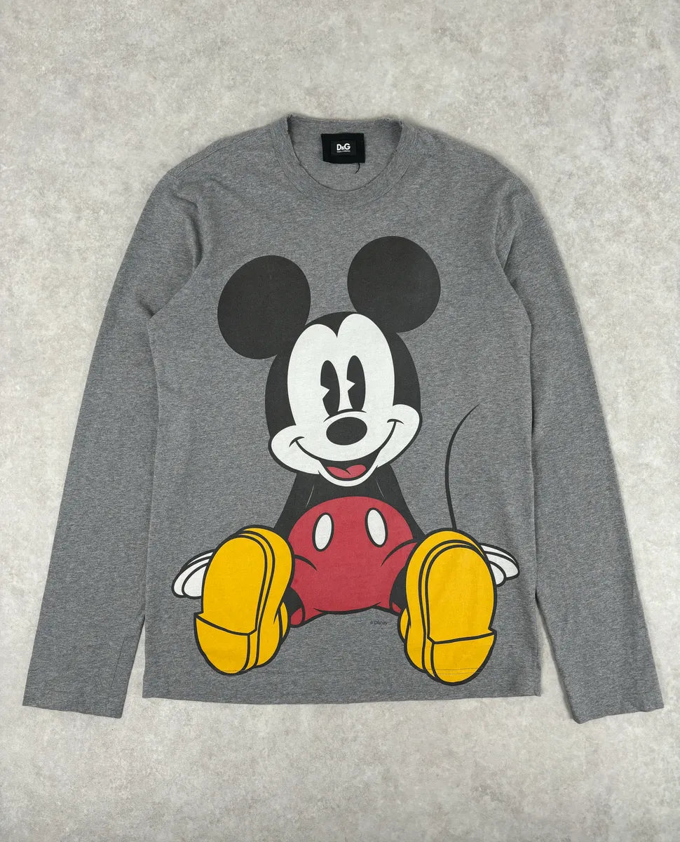 FW2010 Dolce & Gabbana Grey Mickey Mouse Graphic Longsleeve  EJtzuYQ 0