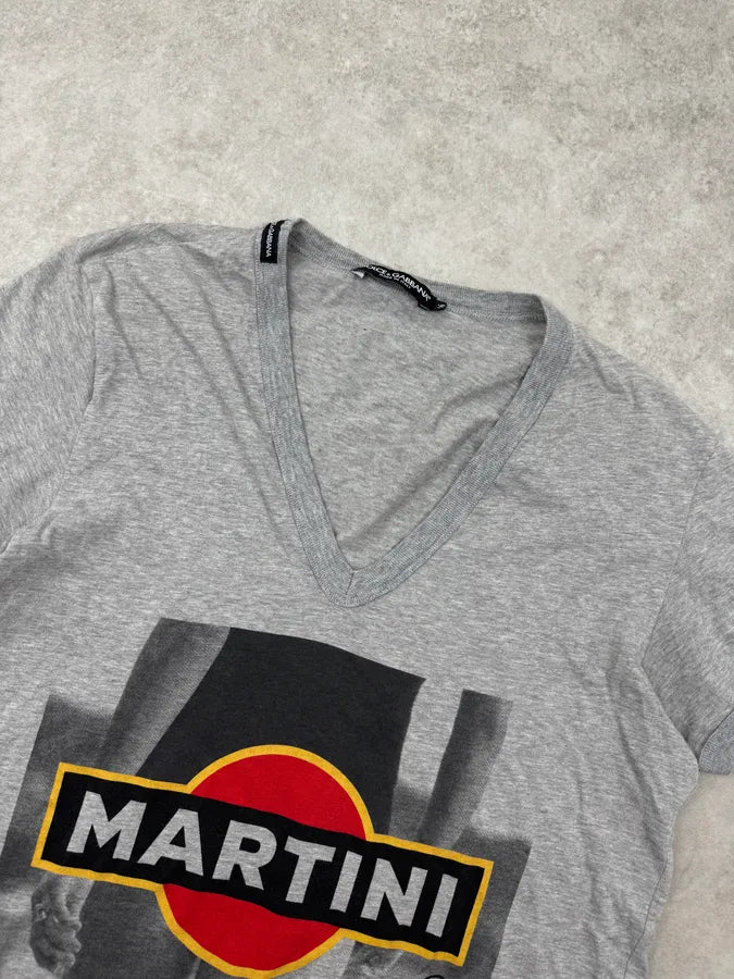2000s Dolce & Gabbana Grey Martini V Neck T-Shirt roMxNTW 4
