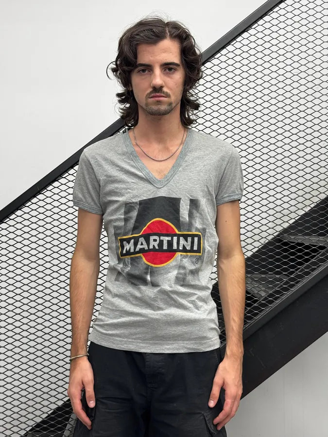2000s Dolce & Gabbana Grey Martini V Neck T-Shirt roMxNTW 2
