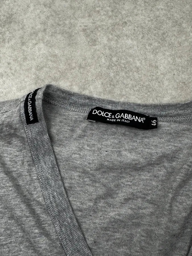 2000s Dolce & Gabbana Grey Martini V Neck T-Shirt roMxNTW 7