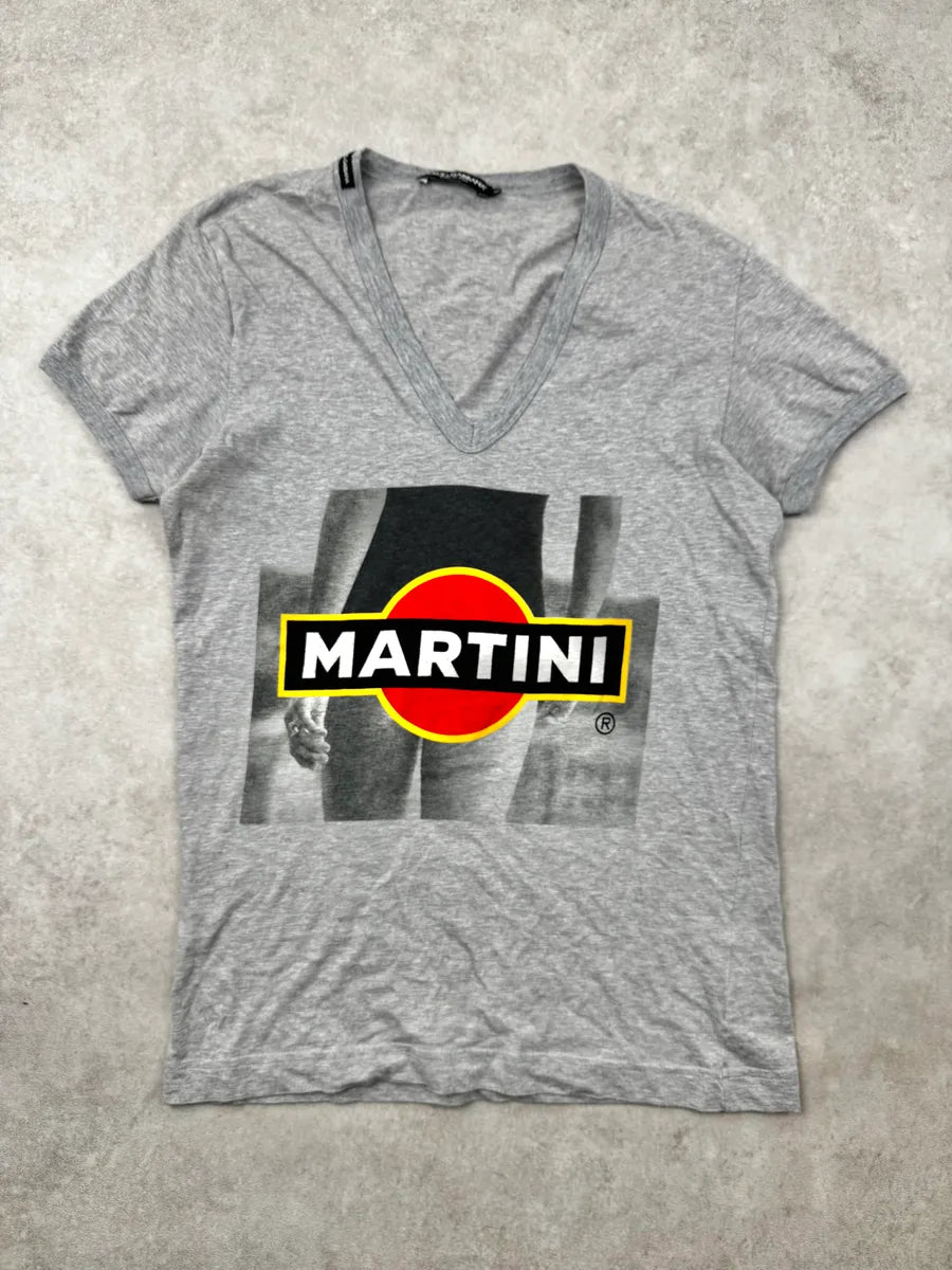 2000s Dolce & Gabbana Grey Martini V Neck T-Shirt roMxNTW 0