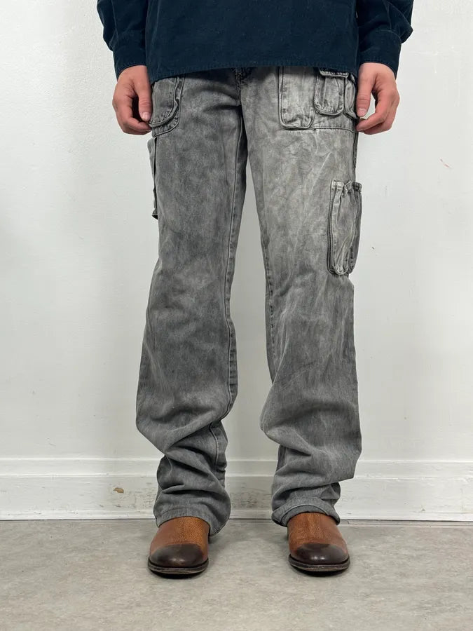 AW2003 Dolce & Gabbana Grey Multi-Pocket Eroded Cargo Pants RyYFetP 1