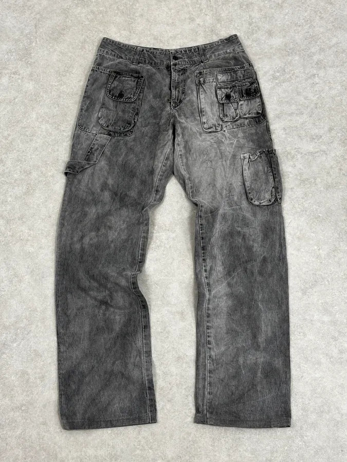 AW2003 Dolce & Gabbana Grey Multi-Pocket Eroded Cargo Pants RyYFetP 0