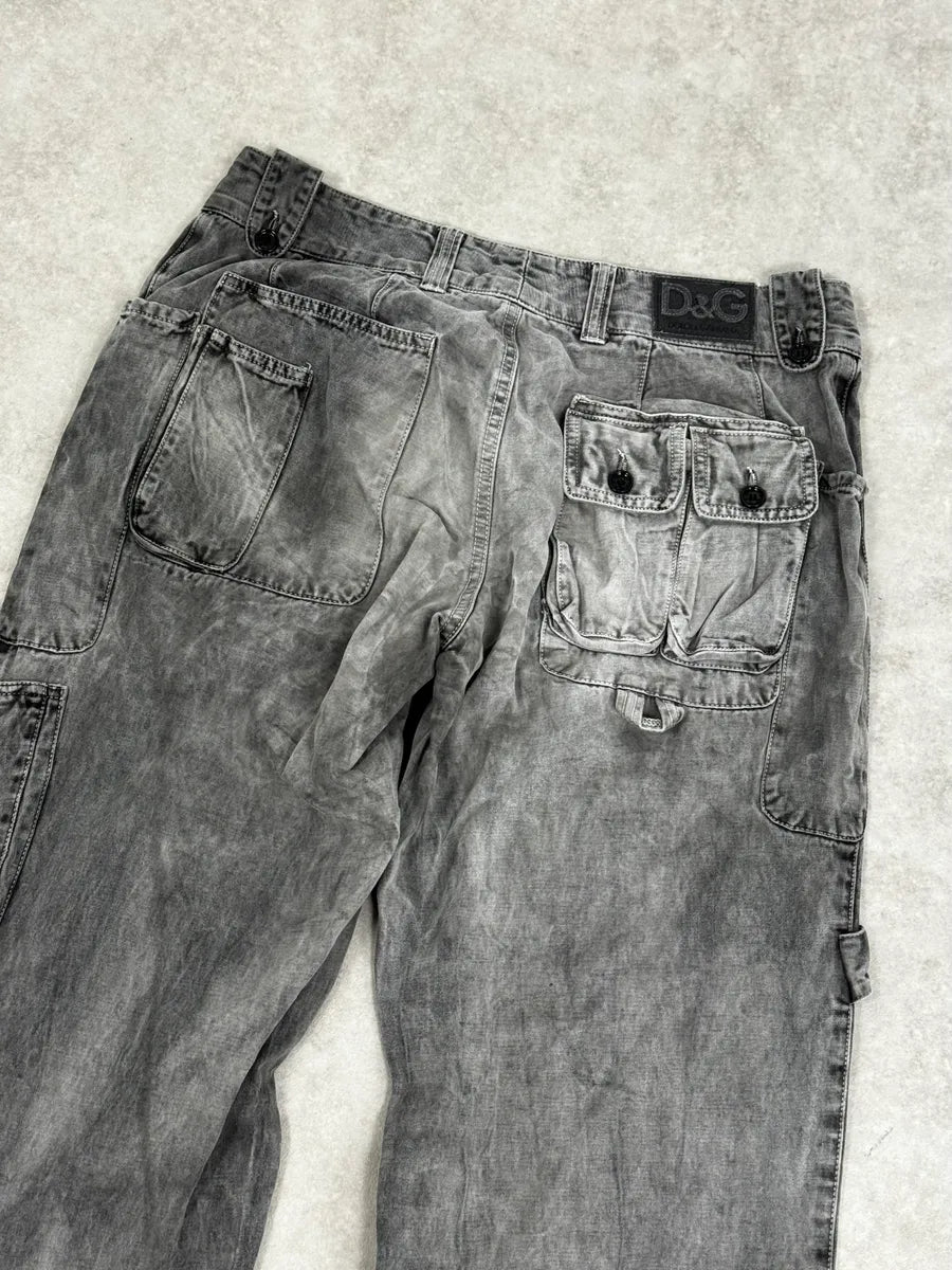 AW2003 Dolce & Gabbana Grey Multi-Pocket Eroded Cargo Pants RyYFetP 6