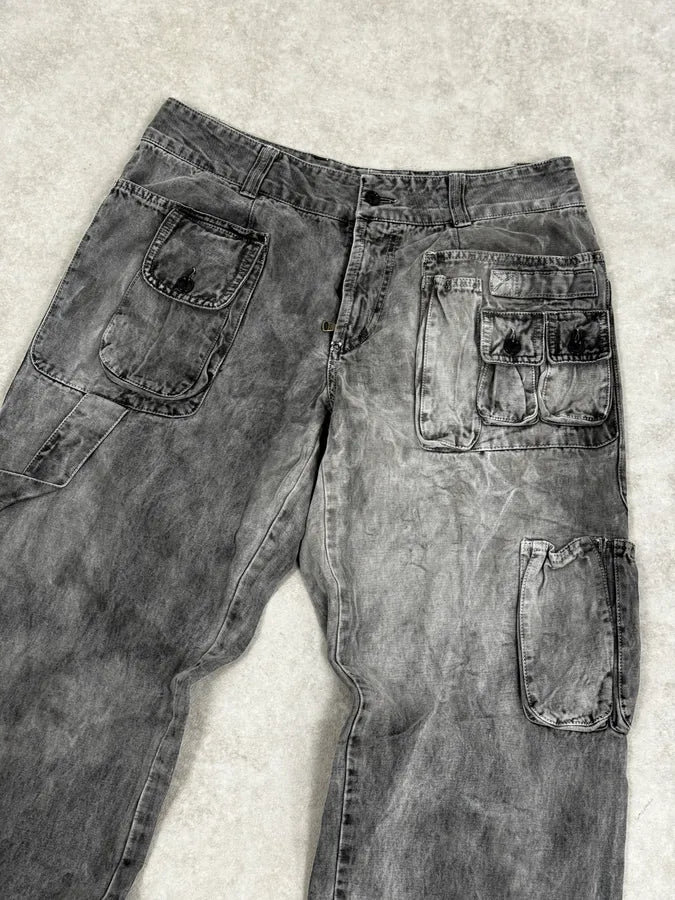 AW2003 Dolce & Gabbana Grey Multi-Pocket Eroded Cargo Pants RyYFetP 5