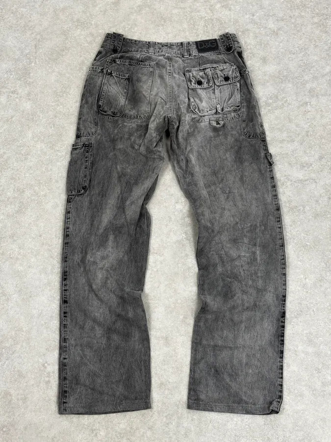 AW2003 Dolce & Gabbana Grey Multi-Pocket Eroded Cargo Pants RyYFetP 4