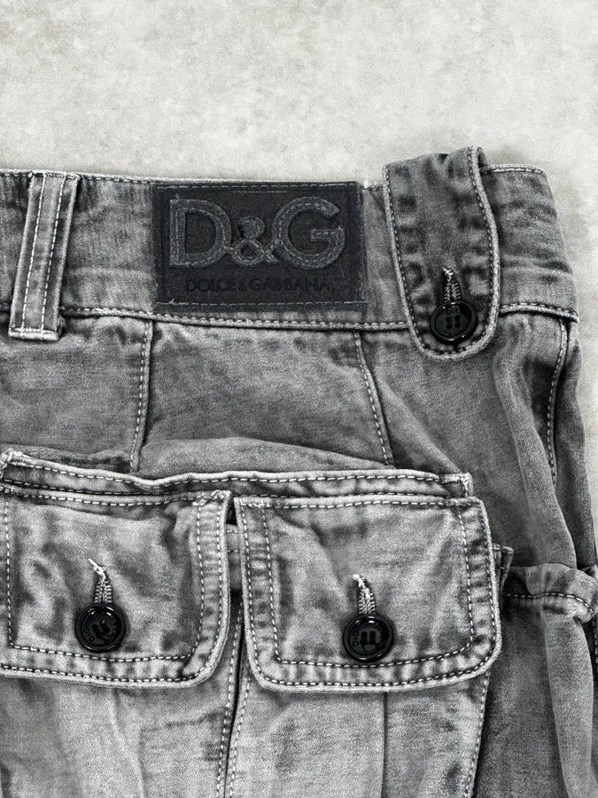 AW2003 Dolce & Gabbana Grey Multi-Pocket Eroded Cargo Pants RyYFetP 9