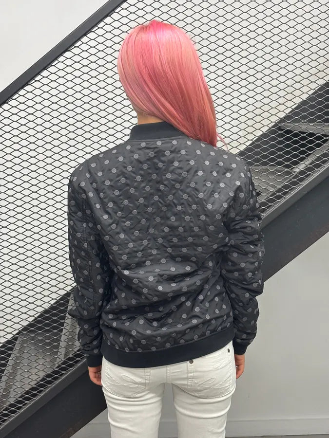 2010s Dolce & Gabbana Grey Nylon Polka Dot Bomber Jacket wUdcwdO 2