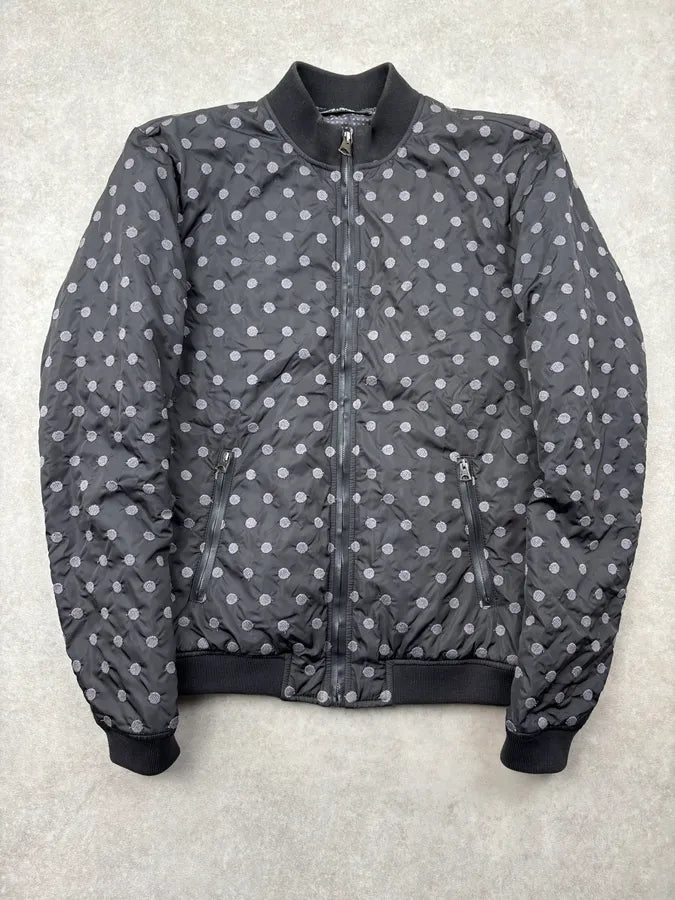 2010s Dolce & Gabbana Grey Nylon Polka Dot Bomber Jacket wUdcwdO 0