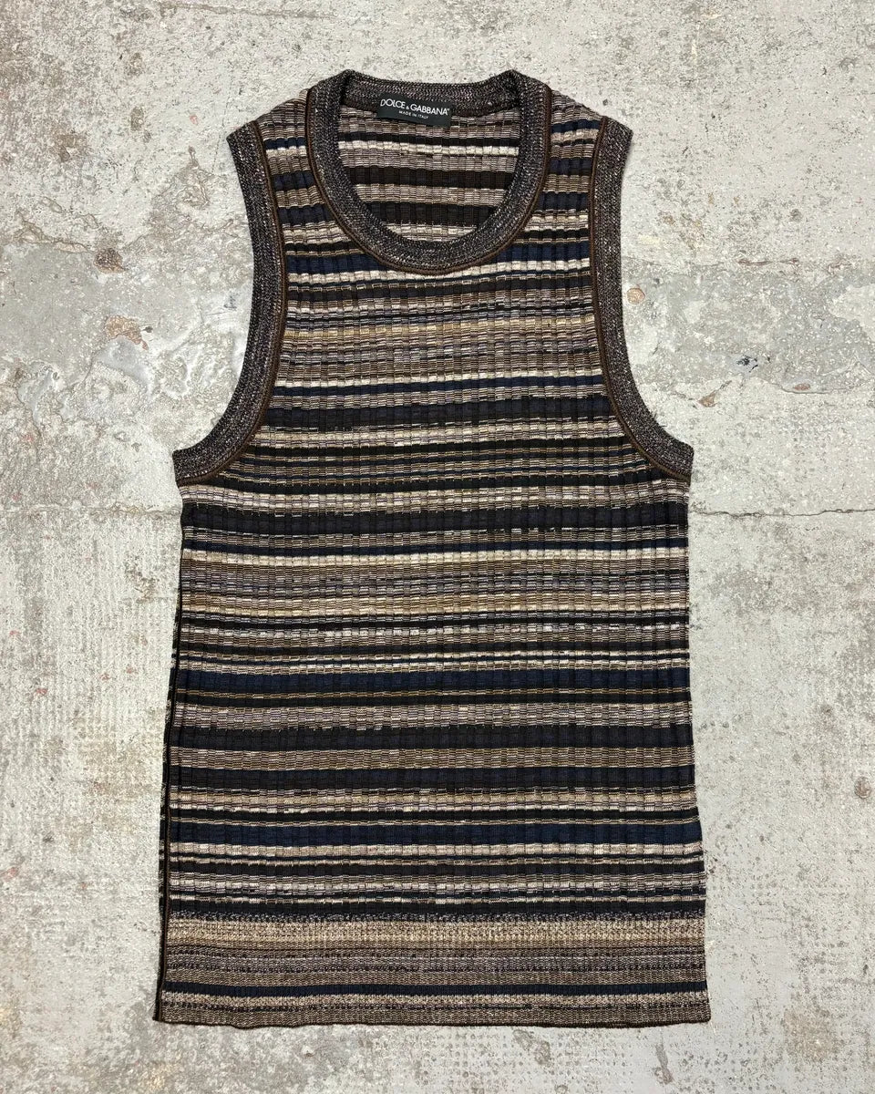 2000s Dolce & Gabbana Grey Wool Striped Dress  ozgnJMj 0