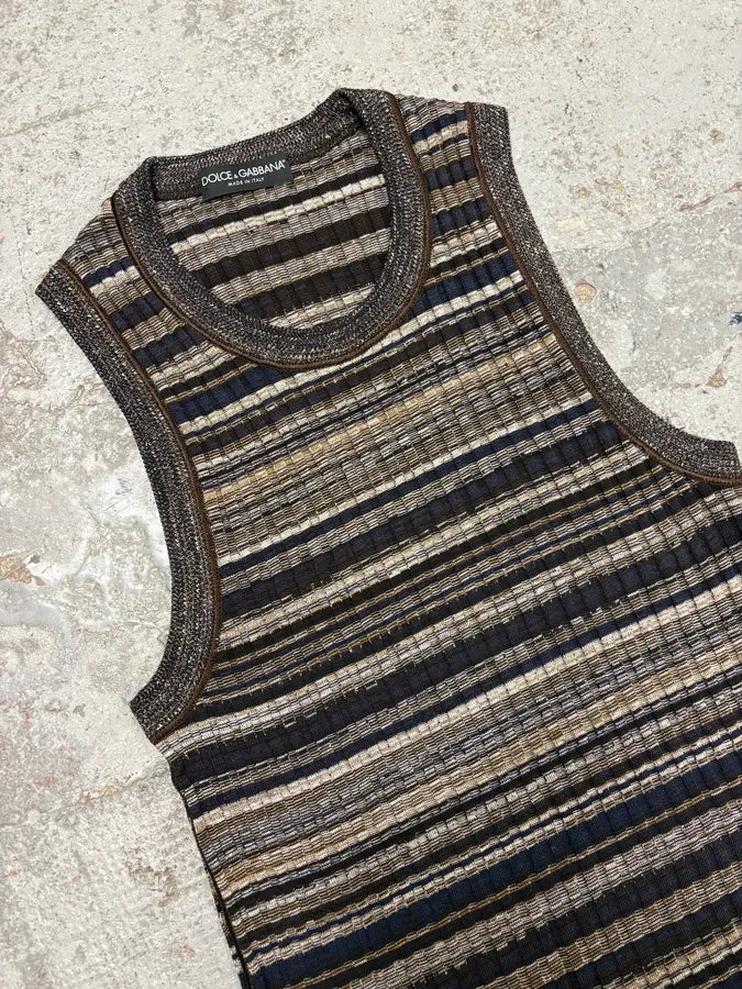 2000s Dolce & Gabbana Grey Wool Striped Dress  ozgnJMj 2