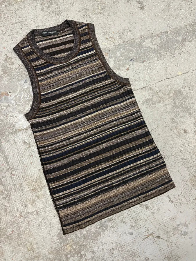 2000s Dolce & Gabbana Grey Wool Striped Dress  ozgnJMj 1