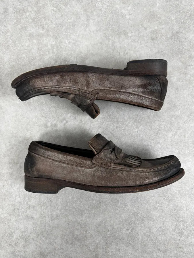 Dolce & Gabbana Grey Suede Fringes Loafer YTBPAWV 1