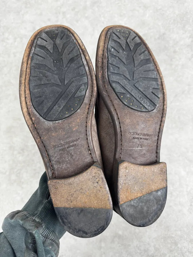 Dolce & Gabbana Grey Suede Fringes Loafer YTBPAWV 6