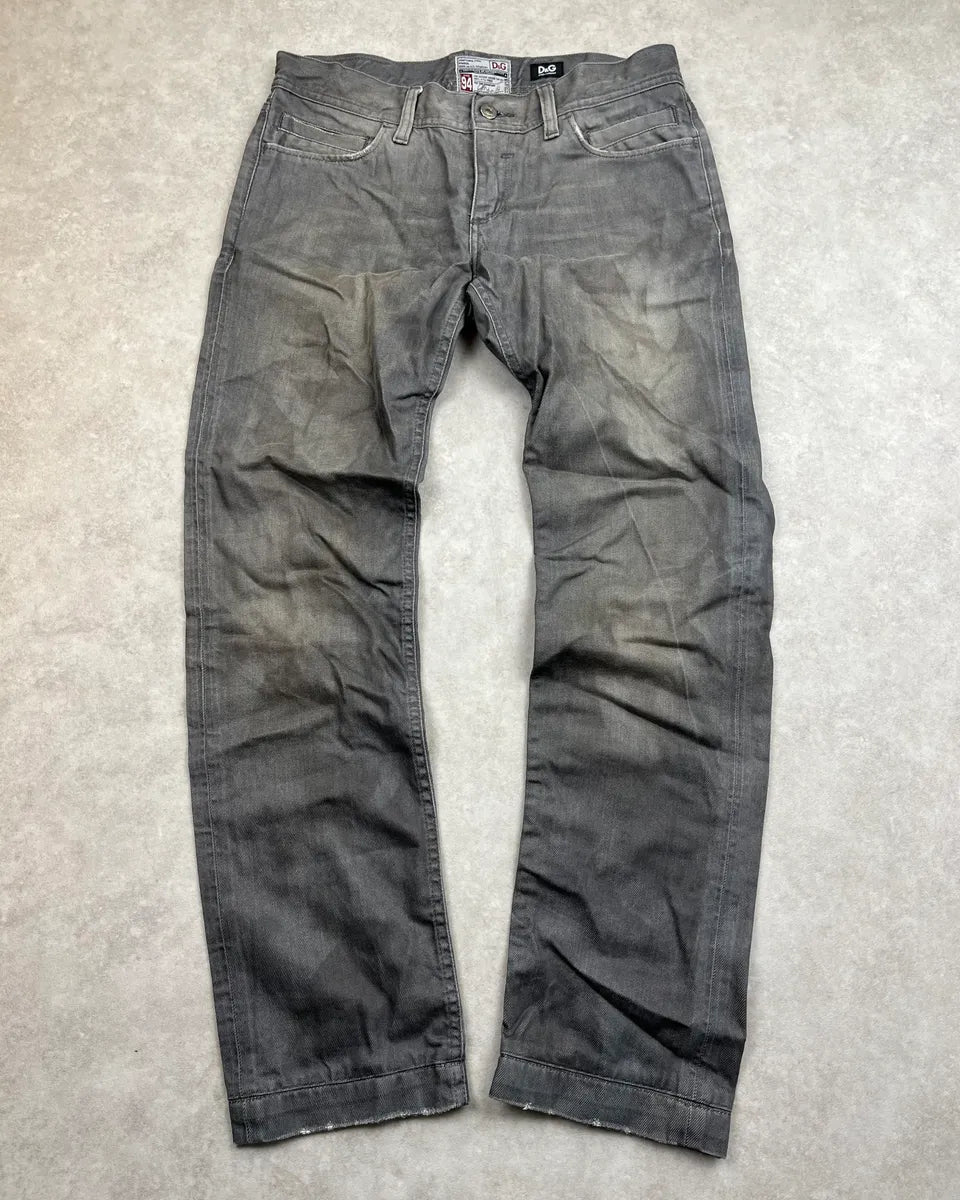 2000s Dolce & Gabbana Grey Washed Denim Jeans oSyRpbE 0