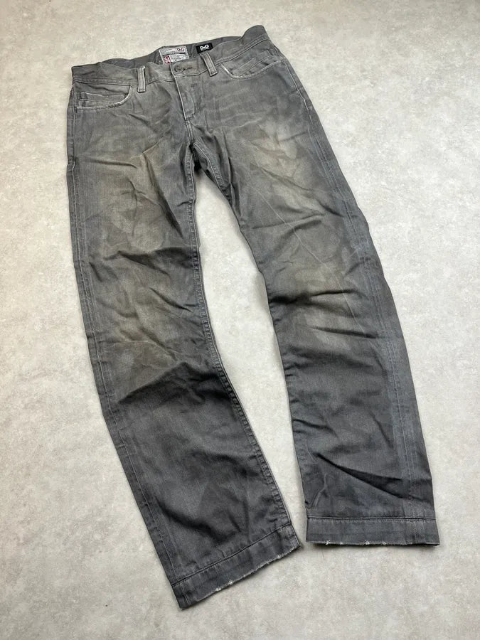 2000s Dolce & Gabbana Grey Washed Denim Jeans oSyRpbE 5