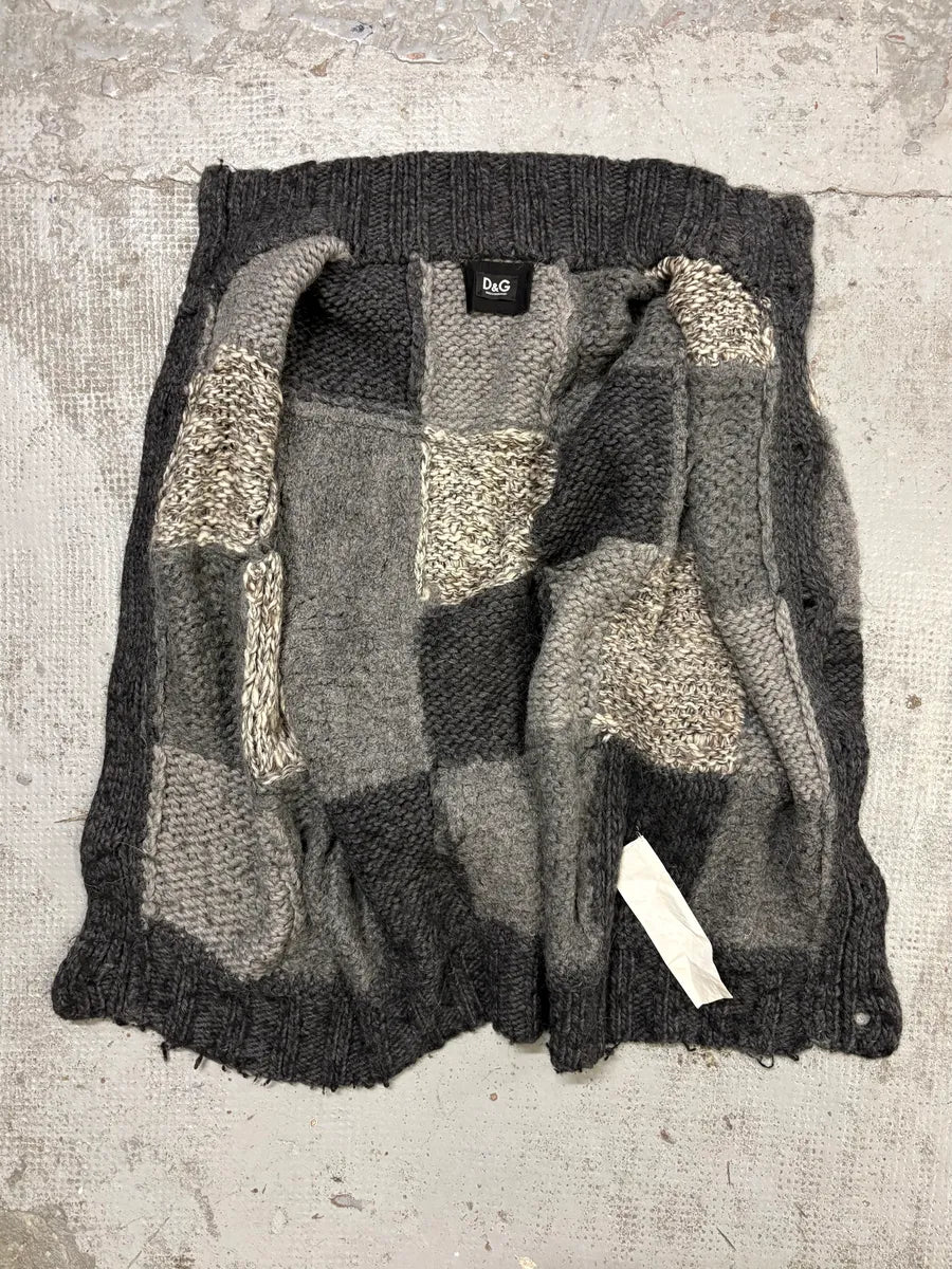 AW2009 Dolce & Gabbana Grey Wool Patchwork Cardigan CiODyAF 6