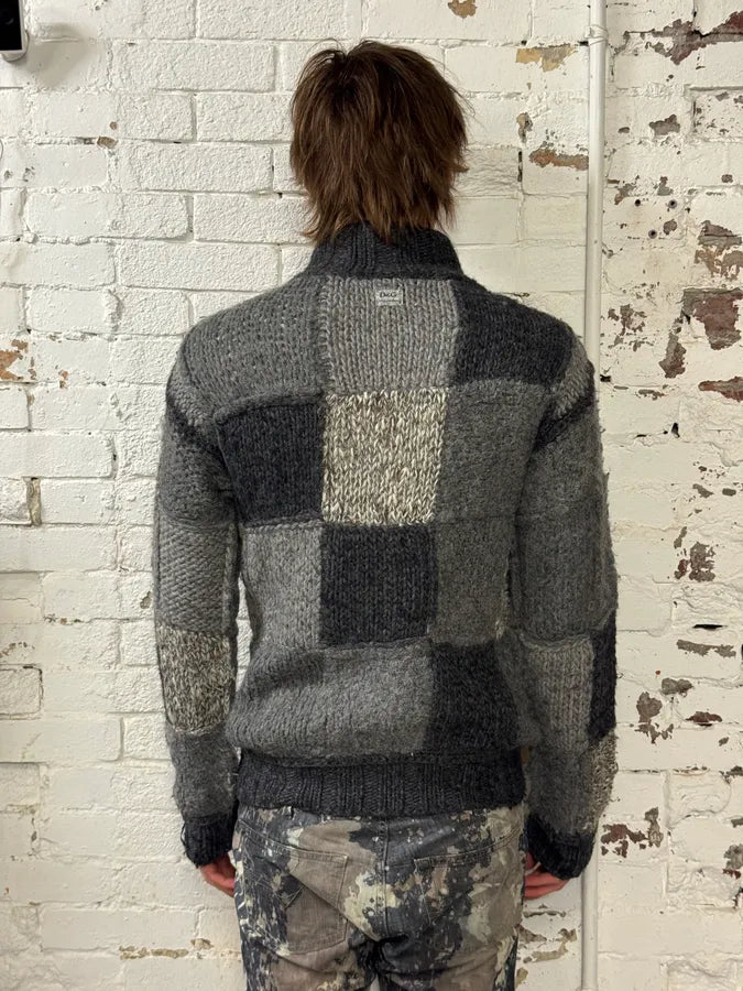 AW2009 Dolce & Gabbana Grey Wool Patchwork Cardigan CiODyAF 2