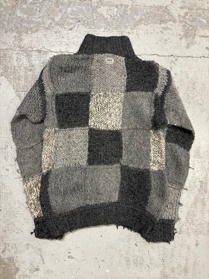 AW2009 Dolce & Gabbana Grey Wool Patchwork Cardigan CiODyAF 4