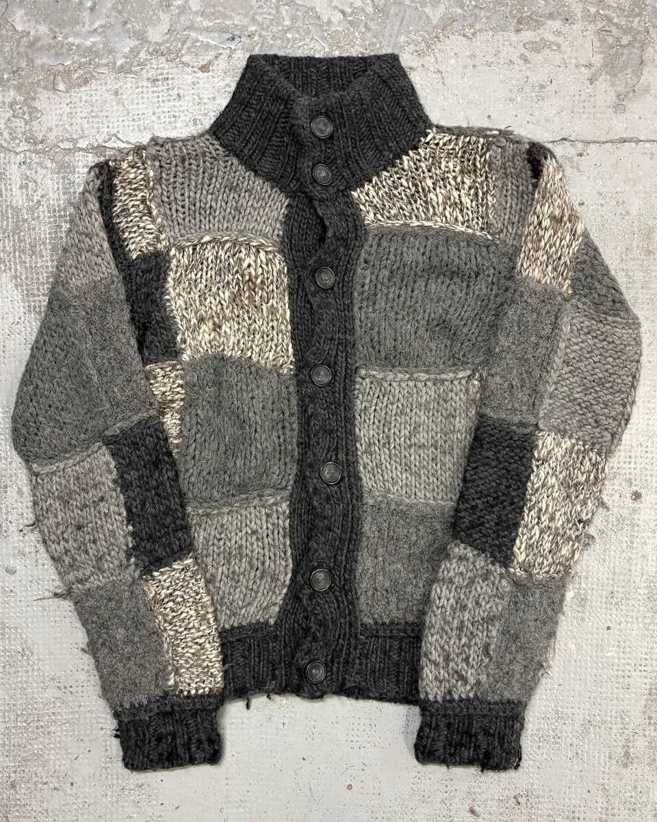 AW2009 Dolce & Gabbana Grey Wool Patchwork Cardigan CiODyAF 0