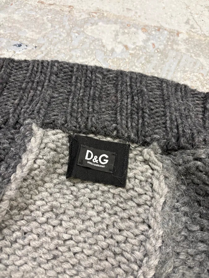 AW2009 Dolce & Gabbana Grey Wool Patchwork Cardigan CiODyAF 10