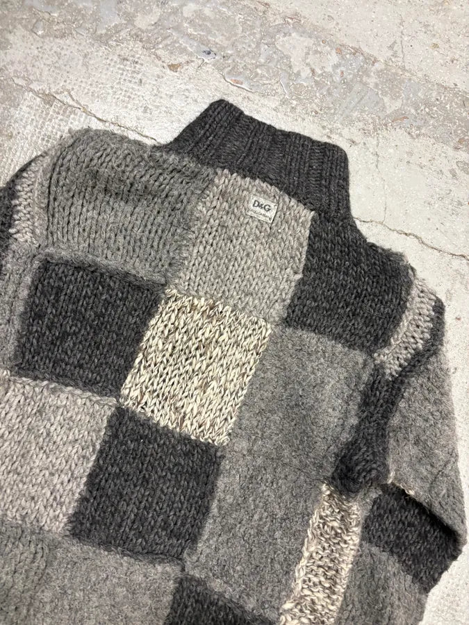 AW2009 Dolce & Gabbana Grey Wool Patchwork Cardigan CiODyAF 5