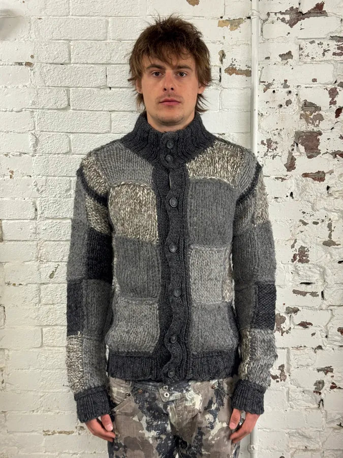 AW2009 Dolce & Gabbana Grey Wool Patchwork Cardigan CiODyAF 1