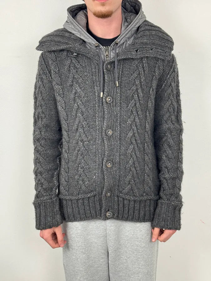 AW2010 Dolce & Gabbana Grey Wool Quilted Hood Cardigan Jacket yEMutoO 0
