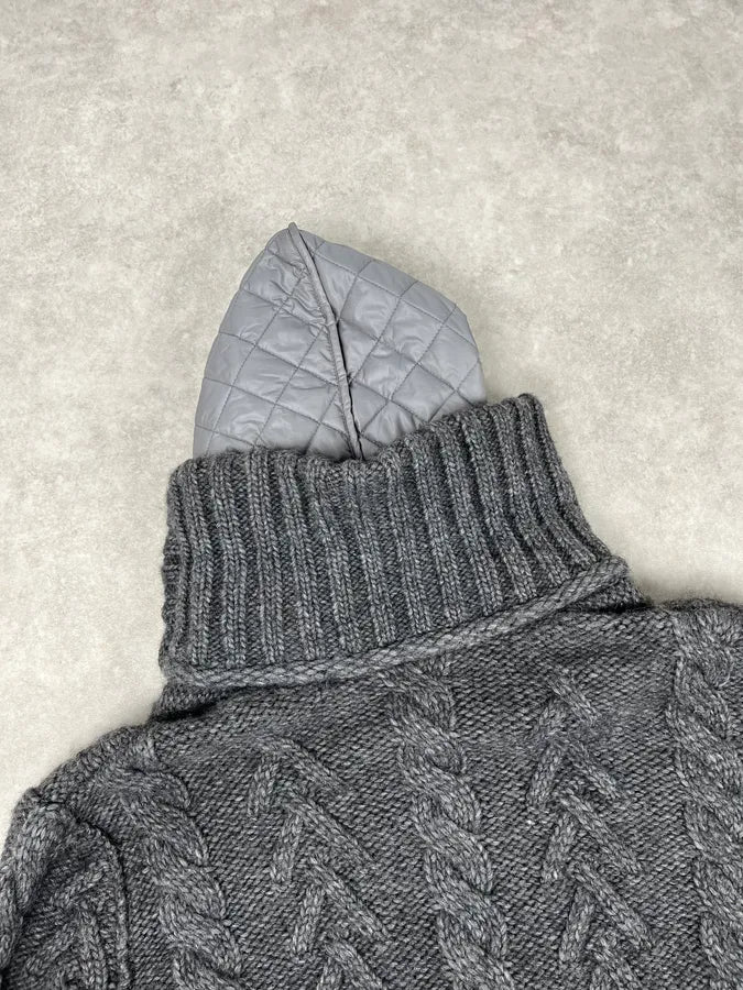 AW2010 Dolce & Gabbana Grey Wool Quilted Hood Cardigan Jacket yEMutoO 8